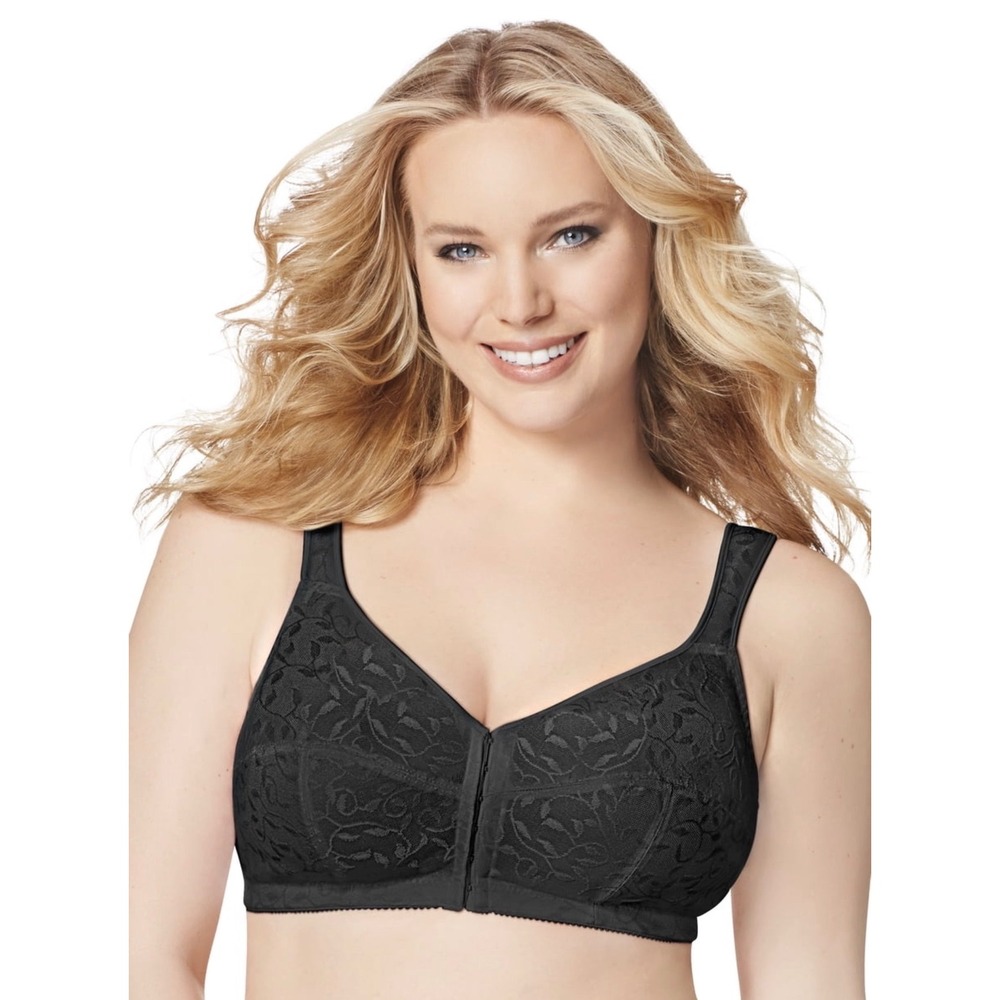 Playtex 18 Hour 1107 Wirefree Front Close Bra Black Size 50D Women Cushion Strap